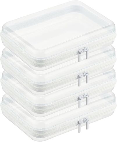 2 PCS Clear Sheippered Hard Capouch ، Date ، Date ، مقاومة للتخزين للماء لمستحضرات التجميل ، المجوهرات ، الألعاب ، واللوازم المكتبية ، علبة السوستة الصلبة الصلبة للمنزل والسفر والاستخدام في الهواء الطلق (7.1 "x4.4" x2.5 "، 2 COUNT) in Saudi Arabia