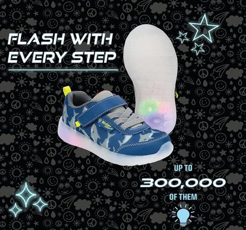 Western Chief Kids Lighted Flash Feet Sneakers-أحذية شبكية قابلة للتنفس مع الأضواء الوامضة ، حزام قابل للتعديل ، ونعل خارجي مقاوم للانزلاق للفتيان والبنات النشطين in Saudi Arabia
