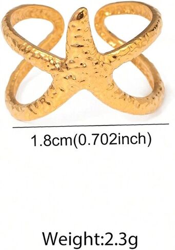 Starfish Statement Ring for Women Chunky Gold Silver Starfish Rings Trendy Open Adjustable Minimalist Rings Summer Beach Jewelry Gifts for Women in Saudi Arabia