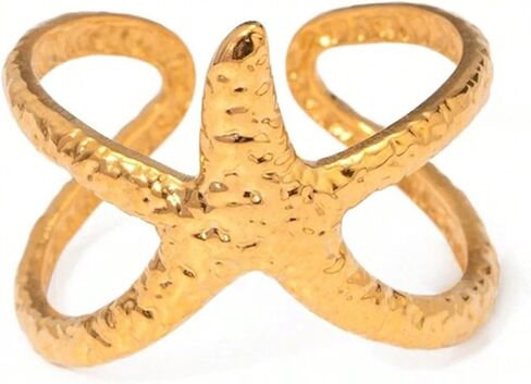 Starfish Statement Ring for Women Chunky Gold Silver Starfish Rings Trendy Open Adjustable Minimalist Rings Summer Beach Jewelry Gifts for Women in Saudi Arabia