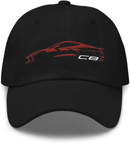 2024 سيارة رياضية C8 Dad Hat لسائقي Corvette Red Mist Mist Minimalist Silhouette CAP in Kuwait
