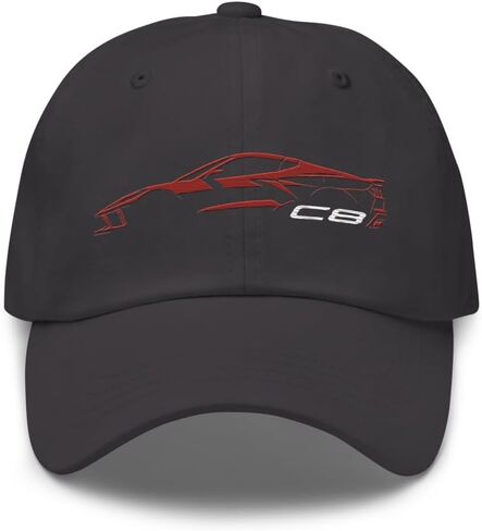 2024 سيارة رياضية C8 Dad Hat لسائقي Corvette Red Mist Mist Minimalist Silhouette CAP in Kuwait