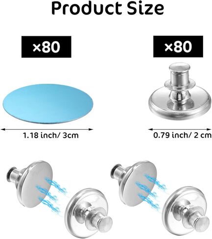 80Pcs Curtain Magnets Closure, Double Sided Magnetic Suction Curtains, Keep Curtain Liner Closed to The Wall, Windproof Stop Protect Splash Clips Home Bedroom Bathroom Office Draperies in Saudi Arabia