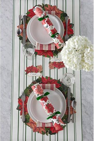 Hester & Cook Pink Gold Striped Table Runner - Disposable Paper Table Runner Roll for Parties or Weddings - American Made in Kuwait