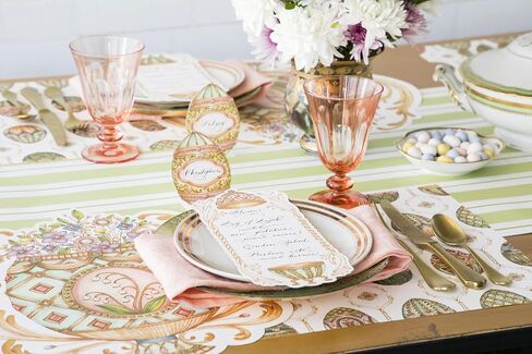 Hester & Cook Pink Gold Striped Table Runner - Disposable Paper Table Runner Roll for Parties or Weddings - American Made in Kuwait