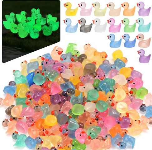 240 Pcs Mini Resin Ducks, 12 Colors Tiny Duck Figurines Bulk, Mini Ducks for Miniature Characters Fairy Micro Landscape Aquarium Dollhouse and DIY Decorative Accessories in Saudi Arabia
