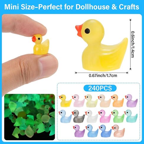 240 Pcs Mini Resin Ducks, 12 Colors Tiny Duck Figurines Bulk, Mini Ducks for Miniature Characters Fairy Micro Landscape Aquarium Dollhouse and DIY Decorative Accessories in Saudi Arabia