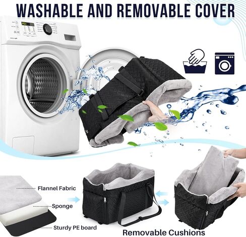 مقعد سيارة Slowton Console Dog - مقعد سيارة للكلاب المحمولة للكلاب الصغيرة التي تصل إلى 9 رطل ، و Carsate Pet Carsate مع وسادة ناعمة حماية آمنة وجيب التخزين ، والأزرق in Kuwait