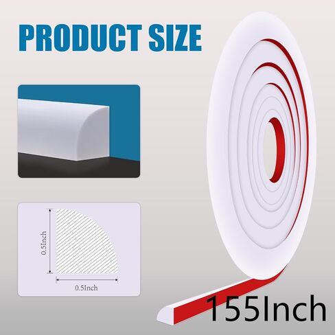 Flexible Quarter Round Molding 118 Inch Peel and Stick Quarter Round Trim Bendable Molding Trim for Floor，Bathtub，Countertops（White） in Saudi Arabia