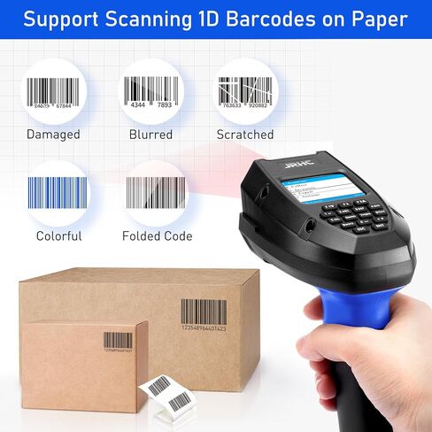 Wireless Barcode Scanner with Charging Base, Portable 1D Bar Code Scanners Inventory Scanner Data Terminal Data Collector 2 in 1 USB Connection & 2.4G Wireless Barcode Reader with 2.2" Screen in Kuwait