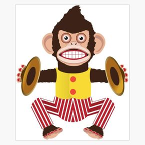 Generic Monkey with Cymbals. Sticker Decal Bumper Sticker 5 inch in Kuwait
