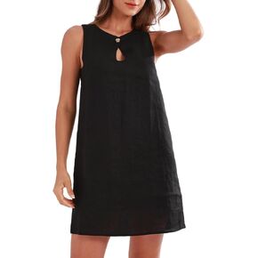 Amazhiyu Women's Pure Linen Sleeveless A-Line Mini Tank Dress with Keyhole Back in Saudi Arabia