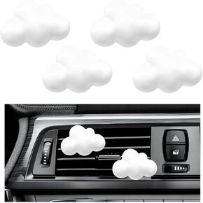 4 PCS Cloud Air Vent Clips ، Cloud Cloud Air Croof Scar Scar AC Vent Decor ، Automotive Aroma Diffuser Clips Charms for Women Girls ، Universal Car Accessories (White) in Kuwait
