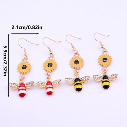 Cute Acrylic Bee Dangle Drop Earring Sparkly Lightweight Resin Bee Animal Statement Earrings for Women Fashion Party Hypoallergenic Jewelry in Saudi Arabia