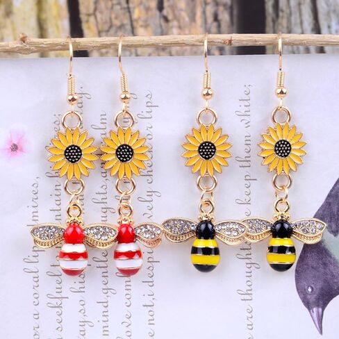 Cute Acrylic Bee Dangle Drop Earring Sparkly Lightweight Resin Bee Animal Statement Earrings for Women Fashion Party Hypoallergenic Jewelry in Saudi Arabia