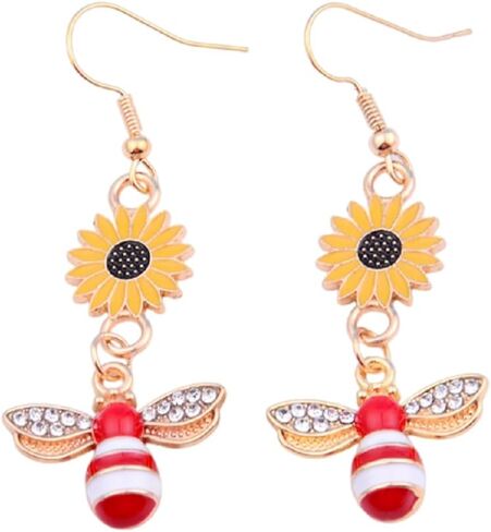 Cute Acrylic Bee Dangle Drop Earring Sparkly Lightweight Resin Bee Animal Statement Earrings for Women Fashion Party Hypoallergenic Jewelry in Saudi Arabia