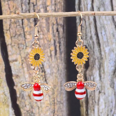 Cute Acrylic Bee Dangle Drop Earring Sparkly Lightweight Resin Bee Animal Statement Earrings for Women Fashion Party Hypoallergenic Jewelry in Saudi Arabia