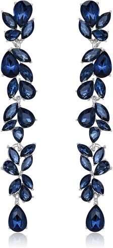 أقراط زفاف الزفاف كريديو لعروس العروس ، فضي الكتلة راينستون/14 كيلو/ورديات ثريا مطلي بالذهول. in Kuwait