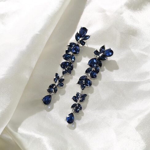 أقراط زفاف الزفاف كريديو لعروس العروس ، فضي الكتلة راينستون/14 كيلو/ورديات ثريا مطلي بالذهول. in Kuwait