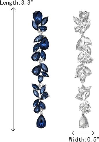 أقراط زفاف الزفاف كريديو لعروس العروس ، فضي الكتلة راينستون/14 كيلو/ورديات ثريا مطلي بالذهول. in Kuwait