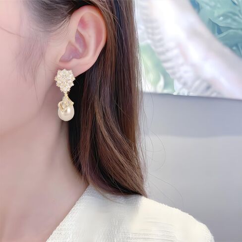 أقراط زفاف لؤلؤة الزفاف تتدلى من الزركونيا المكعبة والمياه قطرة لؤلؤة الأركان للعرائس العروس in Kuwait