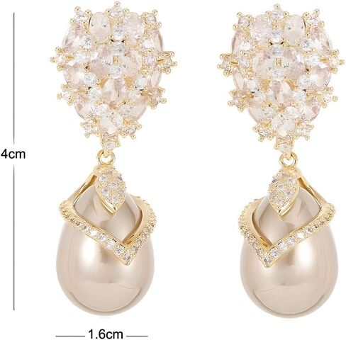 أقراط زفاف لؤلؤة الزفاف تتدلى من الزركونيا المكعبة والمياه قطرة لؤلؤة الأركان للعرائس العروس in Kuwait