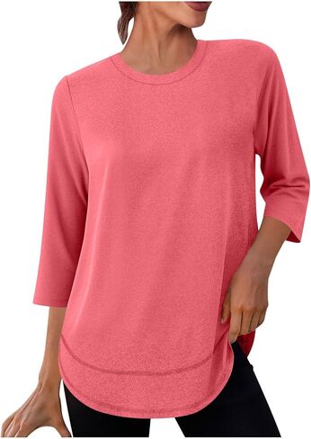 Womens Workout Tops Longline Short Sleeve Shirts Wicking Moisture Workout Running Shirts Trendy Spring Summer Outfits in Saudi Arabia