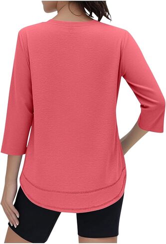 Womens Workout Tops Longline Short Sleeve Shirts Wicking Moisture Workout Running Shirts Trendy Spring Summer Outfits in Saudi Arabia