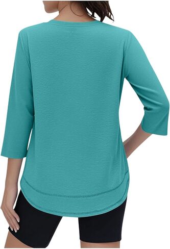 Womens Workout Tops Longline Short Sleeve Shirts Wicking Moisture Workout Running Shirts Trendy Spring Summer Outfits in Saudi Arabia