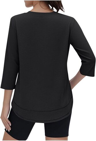 Womens Workout Tops Longline Short Sleeve Shirts Wicking Moisture Workout Running Shirts Trendy Spring Summer Outfits in Saudi Arabia