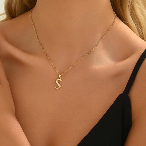 Gold Initial Necklaces for Women 18K Gold Plated Dainty Letter Necklace Personalized Monogram Name Necklace Tiny Cubic Zirconia A-Z Pendant Jewelry Necklace for Women Gift in Kuwait