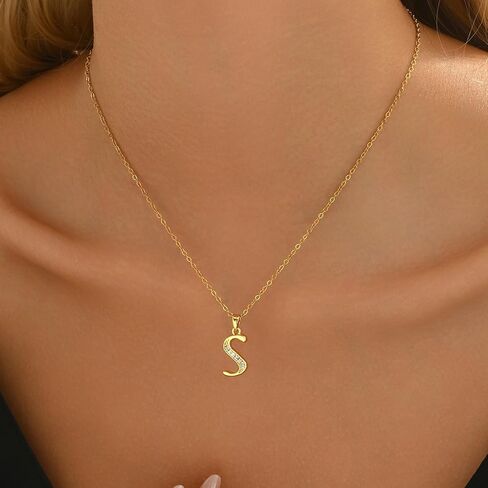 Gold Initial Necklaces for Women 18K Gold Plated Dainty Letter Necklace Personalized Monogram Name Necklace Tiny Cubic Zirconia A-Z Pendant Jewelry Necklace for Women Gift in Kuwait