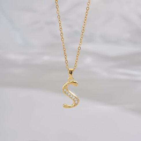 Gold Initial Necklaces for Women 18K Gold Plated Dainty Letter Necklace Personalized Monogram Name Necklace Tiny Cubic Zirconia A-Z Pendant Jewelry Necklace for Women Gift in Kuwait