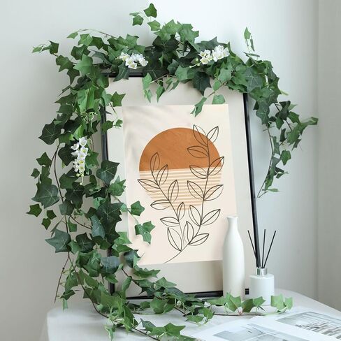 4 Strands Fake Plants Artificial Vine Ivy 71 "Fake Vine Silk Green Leaves Faux Hanging Plant Greenery for Bedroom Home Wall Party Wedding Arch Apartment Room Decor (Ivy) in Saudi Arabia