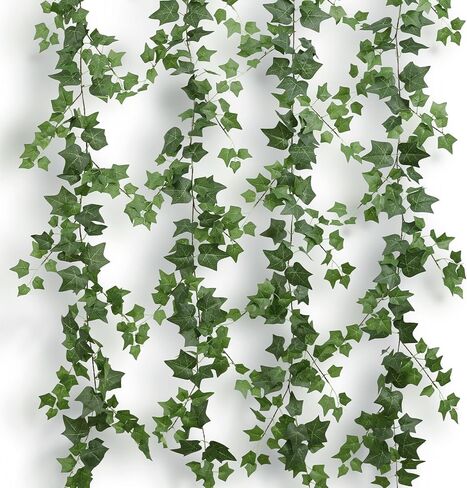 4 Strands Fake Plants Artificial Vine Ivy 71 "Fake Vine Silk Green Leaves Faux Hanging Plant Greenery for Bedroom Home Wall Party Wedding Arch Apartment Room Decor (Ivy) in Saudi Arabia