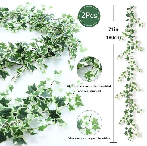 4 Strands Fake Plants Artificial Vine Ivy 71 "Fake Vine Silk Green Leaves Faux Hanging Plant Greenery for Bedroom Home Wall Party Wedding Arch Apartment Room Decor (Ivy) in Saudi Arabia
