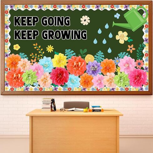 Spring Wildflowers Bulletin Board Decorations Set Floral Flowers Bulletin Board Decor Keep Going Keep Growing Decor Flowers Blackboard Borders Sunflowers Cutouts for School Classroom Wall Decor Summer in Saudi Arabia
