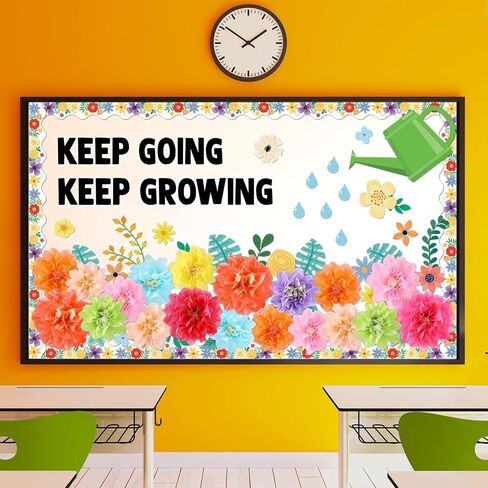 Spring Wildflowers Bulletin Board Decorations Set Floral Flowers Bulletin Board Decor Keep Going Keep Growing Decor Flowers Blackboard Borders Sunflowers Cutouts for School Classroom Wall Decor Summer in Saudi Arabia