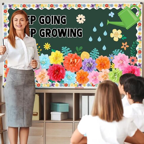 Spring Wildflowers Bulletin Board Decorations Set Floral Flowers Bulletin Board Decor Keep Going Keep Growing Decor Flowers Blackboard Borders Sunflowers Cutouts for School Classroom Wall Decor Summer in Saudi Arabia