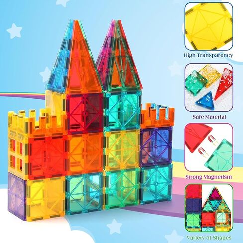 OugerToy 104PCS Magnetic Tiles STEM Building Blocks for Kids Ages 3-9 in Kuwait