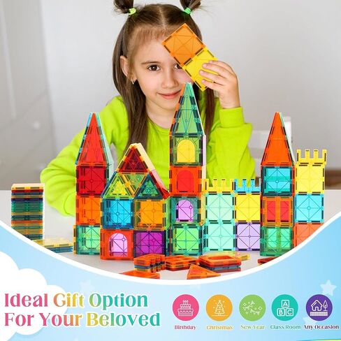 OugerToy 104PCS Magnetic Tiles STEM Building Blocks for Kids Ages 3-9 in Kuwait