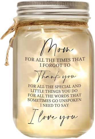 Mason Jar Night Light for Mom Mom Homiers of Daughter Son Sontsal Mother's Gift for Women Best Mom Christmas Varenty's عيد الشكر هدايا (MS-A02) in Kuwait