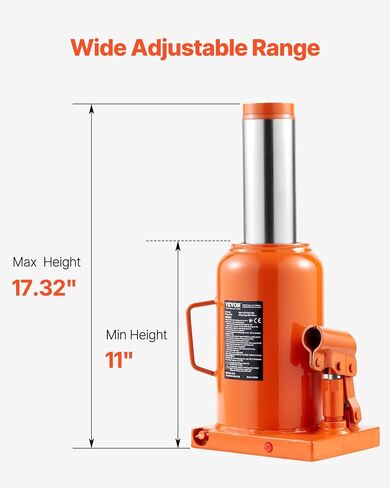 VEVOR Hydraulic Bottle Jack, 30 Ton/66138 lbs Welded Bottle Jack with 11.22''-18.66'' Lifting Range & 3-Section Long Handle, for Car, Pickup, Truck, RV, Auto Repair, Industrial Engineering in Kuwait