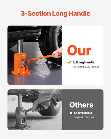 VEVOR Hydraulic Bottle Jack, 30 Ton/66138 lbs Welded Bottle Jack with 11.22''-18.66'' Lifting Range & 3-Section Long Handle, for Car, Pickup, Truck, RV, Auto Repair, Industrial Engineering in Kuwait