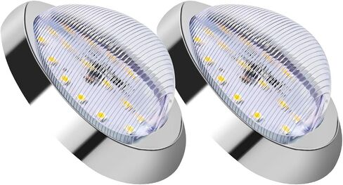 2Pcs 6" Amber Lens Amber LED Side Marker & Turn Signal Light, 15 LED Oval Sleeper Cab Clearance Light for Freightliner Century/Columbia, Universal Truck Trailer, Surface Mount, Chrome Bezel in Saudi Arabia