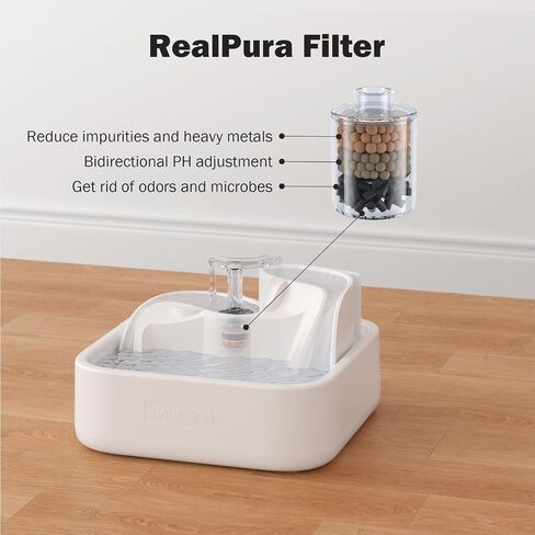 Cat Water Fountain Automatic, 2L/67oz, Dog Water Dispenser for Drinking, Healthy Pet Water Bowel 3-Stage RealFountain with Isolating Pumps, Quiet, Ultrafiltration, BPA-Free Easy Cleaning in Saudi Arabia