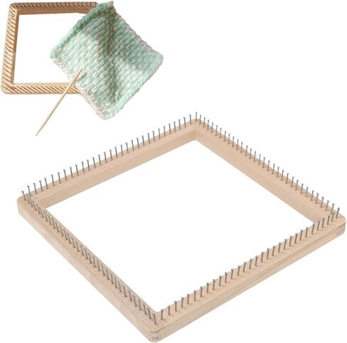 HERCHR Wooden Knitting Loom, Wooden Loom Frame Weaving Loom DIY Solid Wood Multifunctional Blanket Crochet Loom Knitting Board Loom Tool for DIY Weaving Beginner Children Adults, 20 * 20cm in Kuwait
