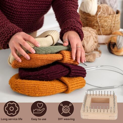 Wooden Knitting Loom,Wooden Multi-Craft Weaving Loom Hand Craft Loom,Knitting Board Tool for DIY Weaving Beginner Children Adults(30 * 30cm) in Saudi Arabia