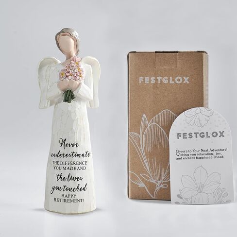 Retirement Gifts for Women, Happy Retirement Gift for Female Nurse Teacher Friends, 5.3" Retired Angel Figurine Party Decoration, Retired Gifts for Coworkers in Saudi Arabia