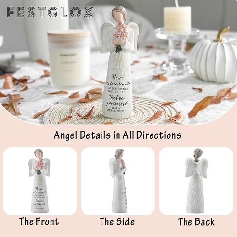Retirement Gifts for Women, Happy Retirement Gift for Female Nurse Teacher Friends, 5.3" Retired Angel Figurine Party Decoration, Retired Gifts for Coworkers in Saudi Arabia